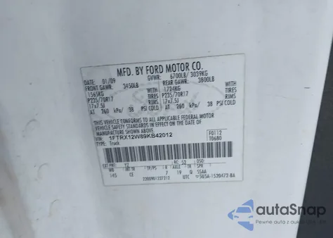 2009 Ford F-150 Stx/Xl z USA, uszkodzony, nr VIN 1FTRX12W89KB42012